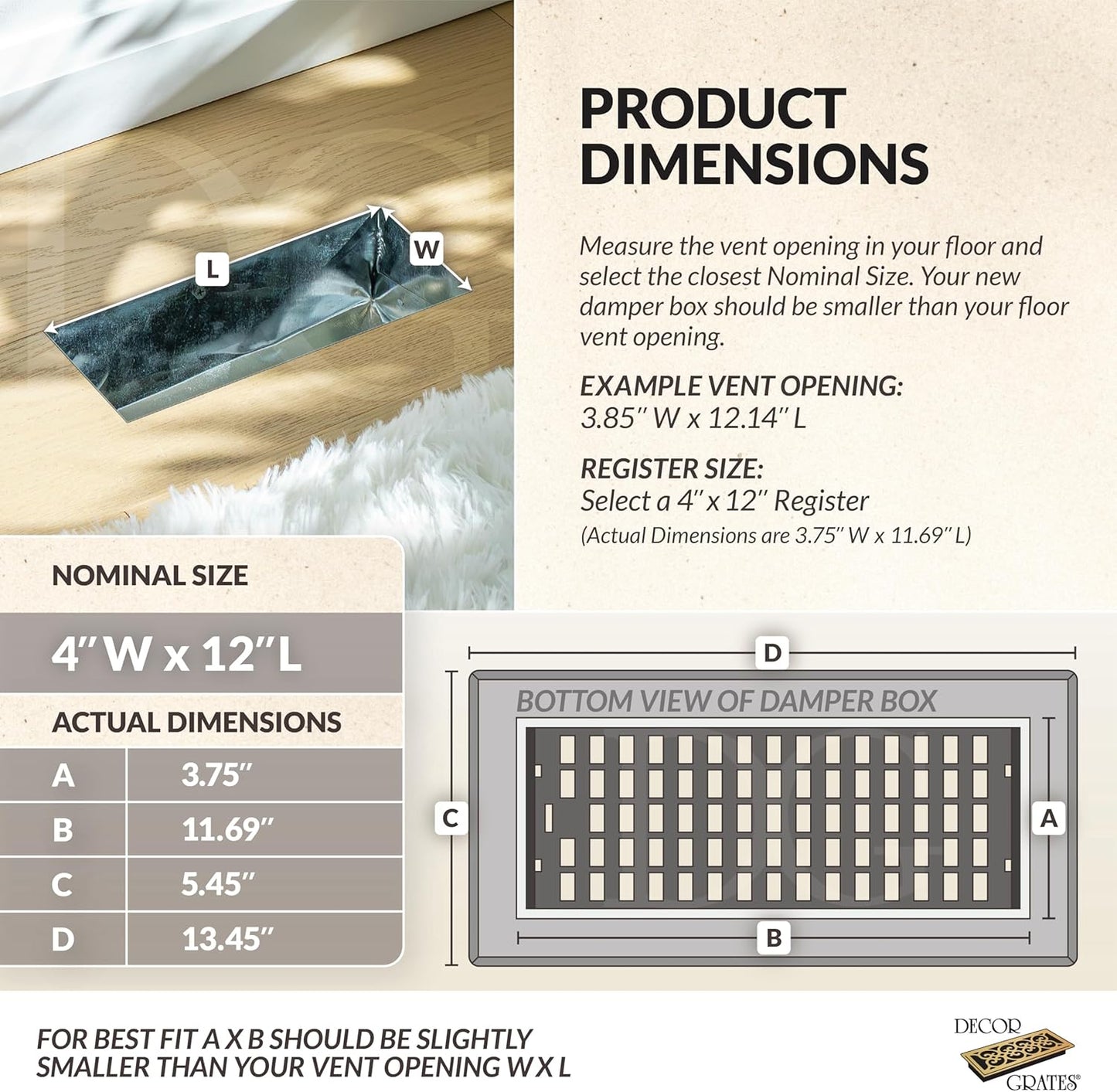 SPH412-RB Floor Register, 4X12, Rubbed Bronze Finish